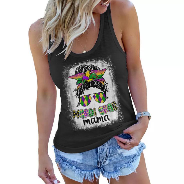 Messy Bun Hair Glasses New Orleans Carnival Mardi Gras Mama  V2 Women Flowy Tank