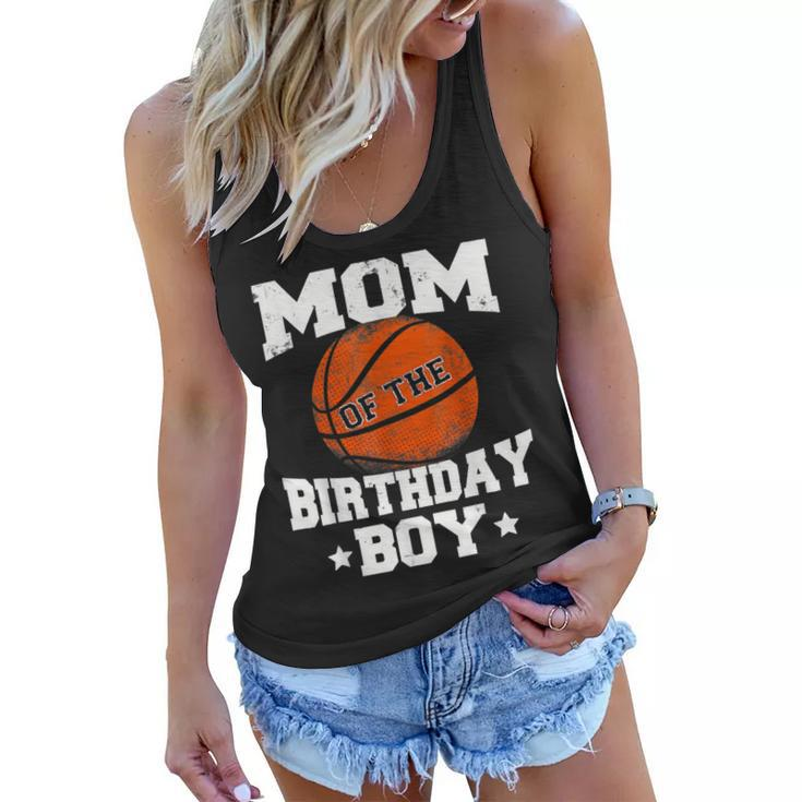 Mom Of The Birthday Boy Basketball Mother Mama Funny  Women Flowy Tank