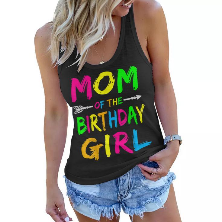 Mom Of The Birthday Girl Glows Retro 80S Party  Glow  Women Flowy Tank