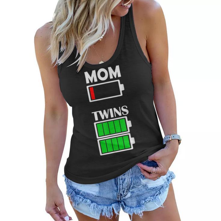 Mom Twins Low Battery Tired Mom Shirt Mothers Day  Women Flowy Tank