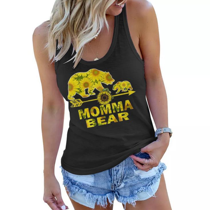 Momma Bear Sunflower  Funny Mother Father Gift Women Flowy Tank