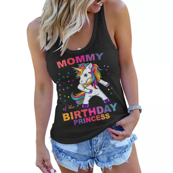 Mommy Of The Birthday Princess Unicorn Girl T Shirt Outfit Women Flowy Tank