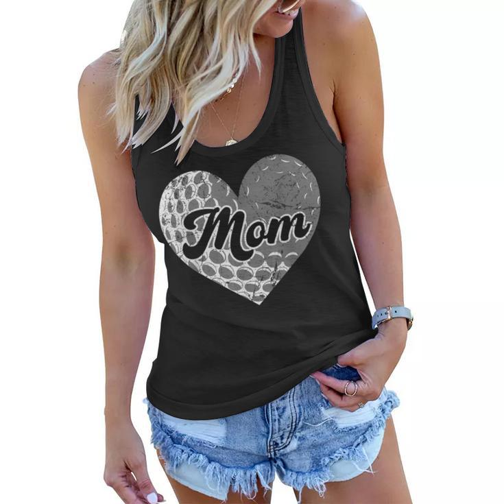 Mothers Day Distressed Heart Golf Mom Mama Sport Fan  Women Flowy Tank
