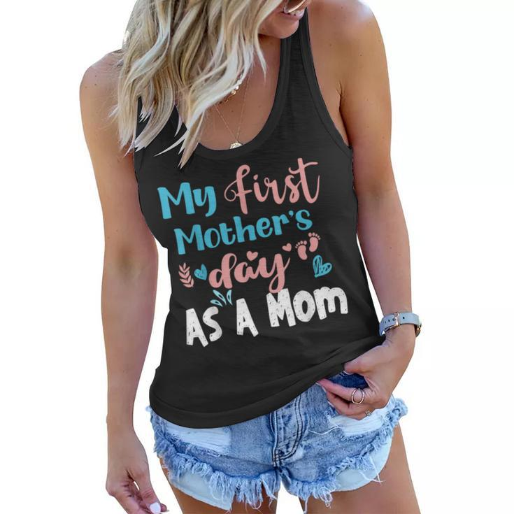 My First Mothers Day As A Mom In Blue And Pink  Women Flowy Tank