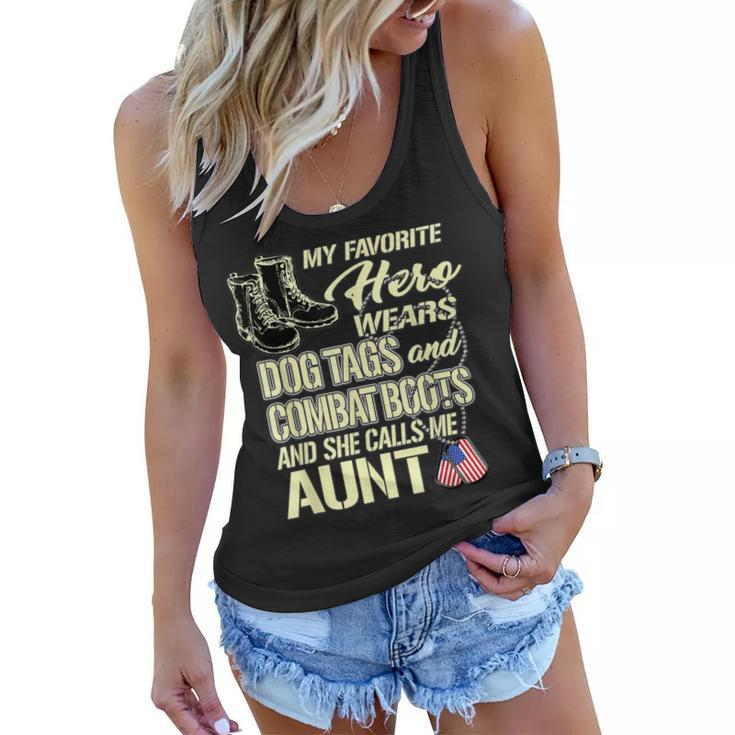My Niece Wears Dog Tags And Combat Boots - Proud Army Aunt  Women Flowy Tank