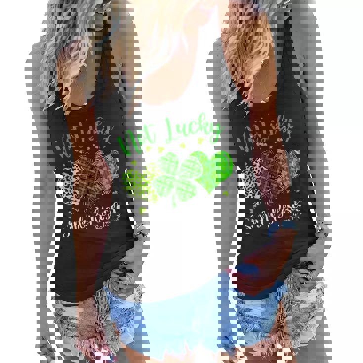 Not Lucky Simply Blessed Christian Shamrock St Patricks Day Women Flowy Tank