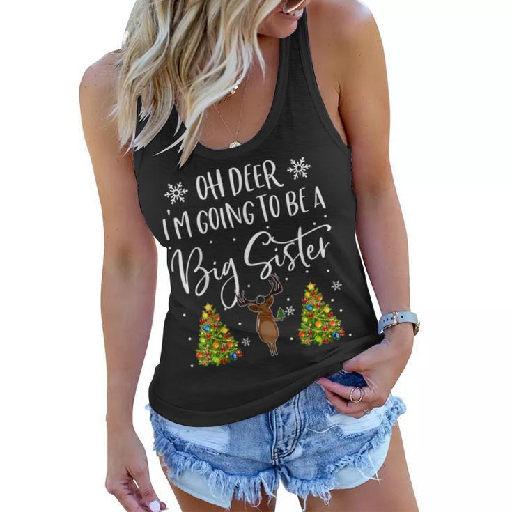 Oh Deer Im Going To Be A Big Sister Christmas Women Flowy Tank