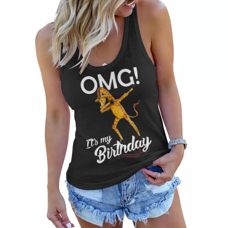 Omg Its My Birthday Dabbing Giraffe Dab Dance Women Flowy Tank