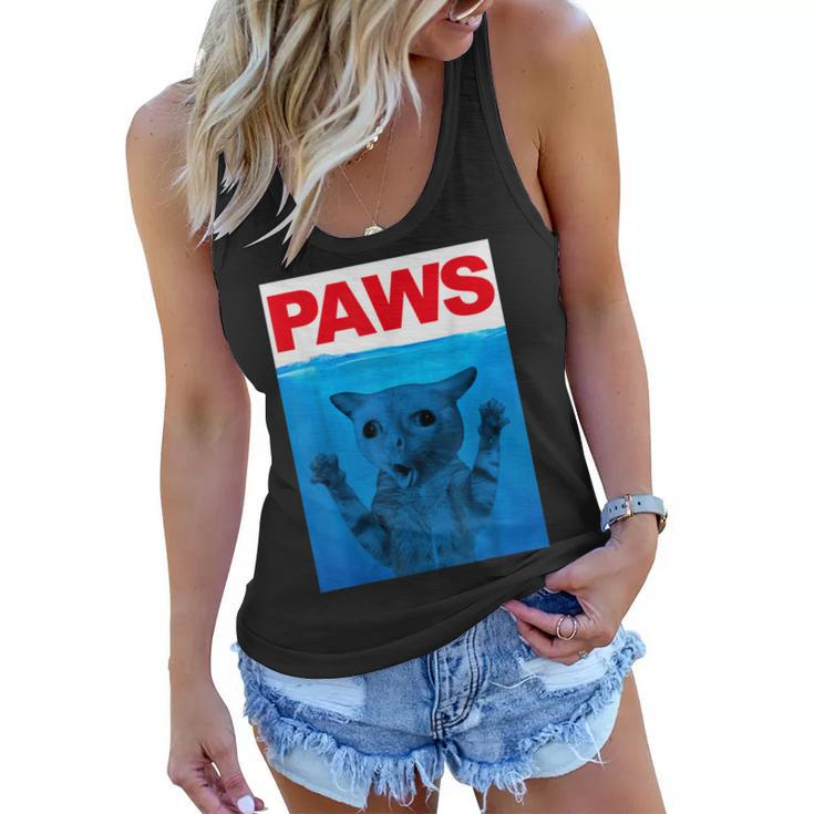 Paws Cat Meme Humor Funny Kitty Lover Funny Cats Dads Mom  Women Flowy Tank