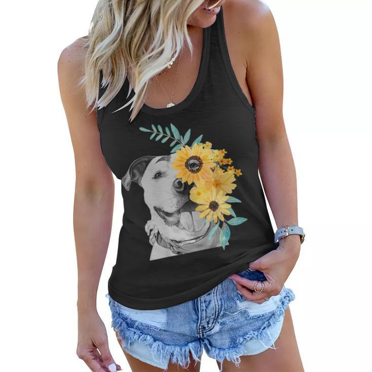 Pit Bull Mom T  Face Flower Mothers Day Gift  Gift For Womens Women Flowy Tank