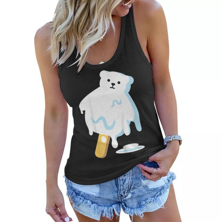 Polar Bear Ice Popsicle Melt Earth Day Teacher Shirt Women Flowy Tank