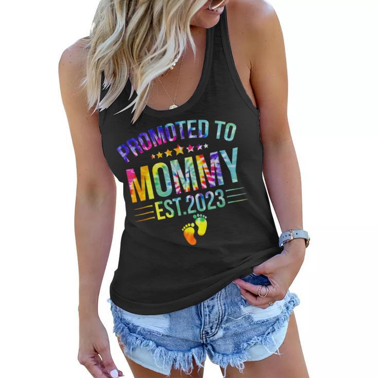 Promoted To Mommy Est 2023 New Mom Gift Tie Dye Mothers Day  Women Flowy Tank