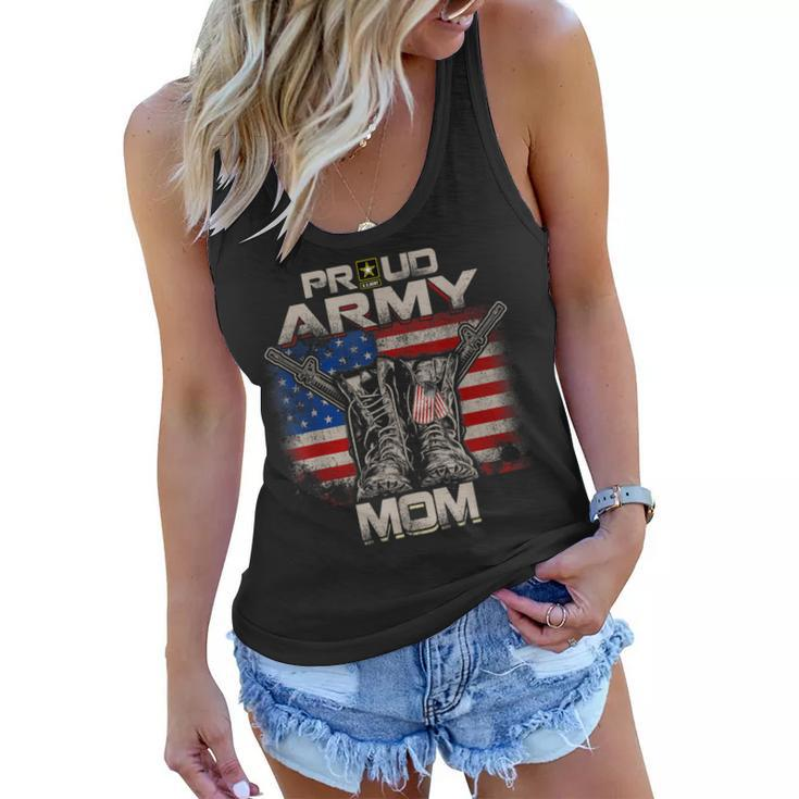 Proud Army Mom America Flag Us Military Pride  Women Flowy Tank