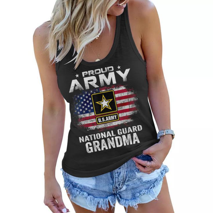 Proud Army National Guard Grandma With American Flag Gift  Women Flowy Tank