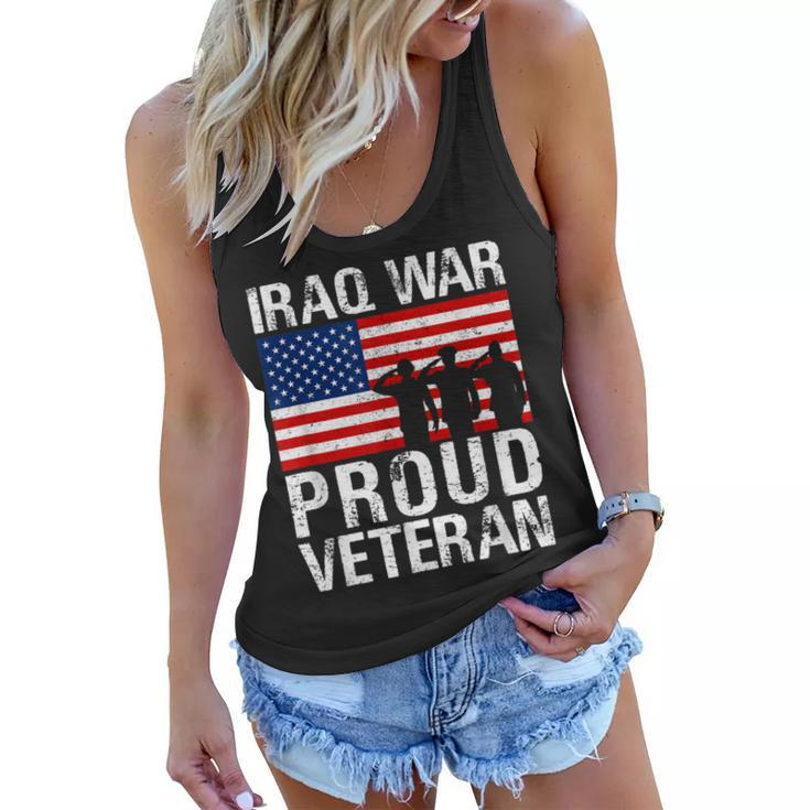 Proud Iraq War Veteran Graphic Gift For Military Men Women  Women Flowy Tank