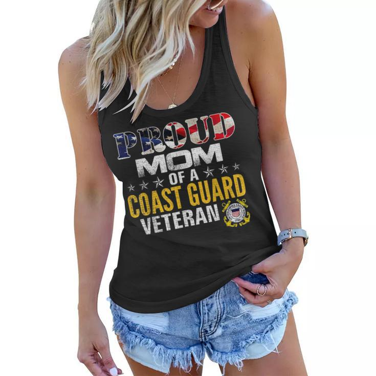 Proud Mom Of A Coast Guard Veteran American Flag Military  Women Flowy Tank