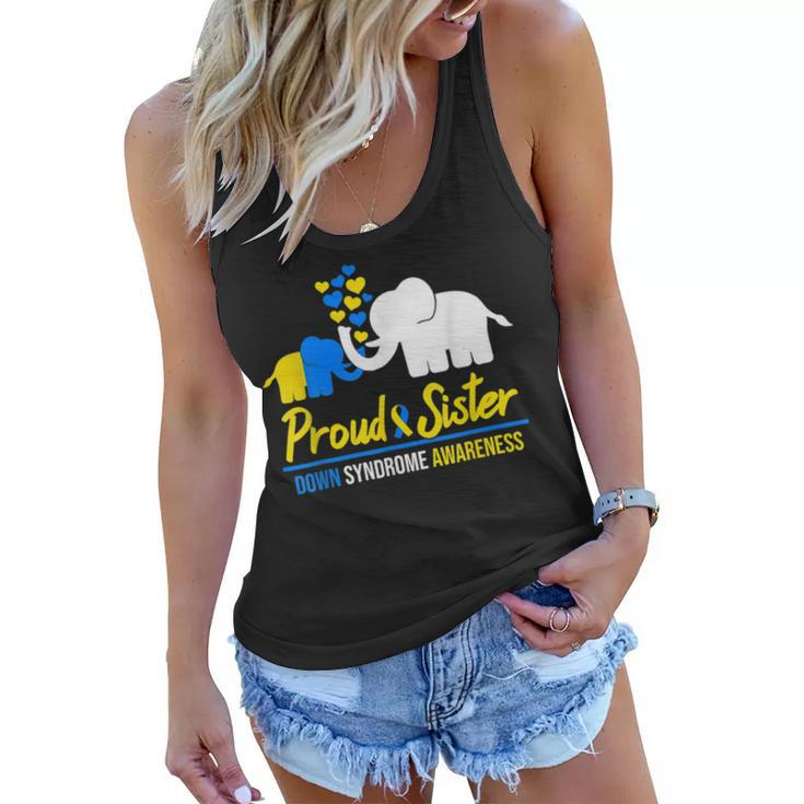 Proud Sister World Down Syndrome Awareness Day Elephant T21  Women Flowy Tank