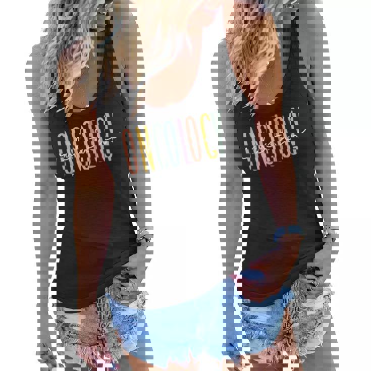 Rainbow Radiation Oncology Nurse Radiologic Technologist Women Flowy Tank