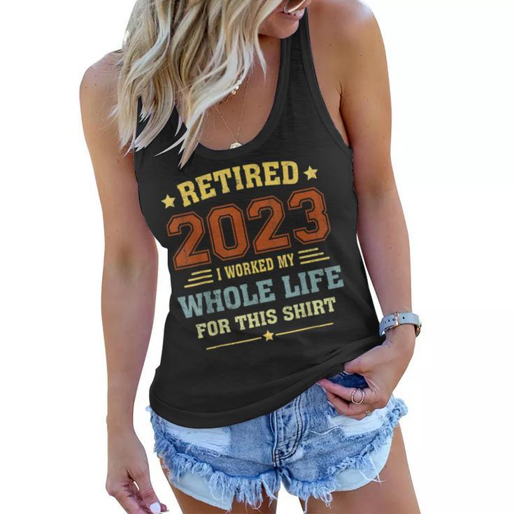 Retired 2023 Funny Vintage Retirement Humor Gifts Men Women  Women Flowy Tank