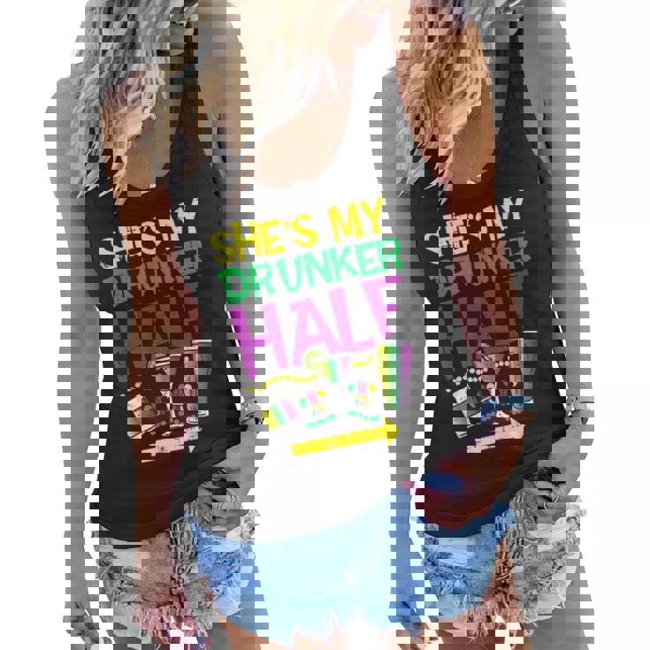 Shes My Drunker Half Matching Couple Boyfriend Mardi Gras Women Flowy Tank