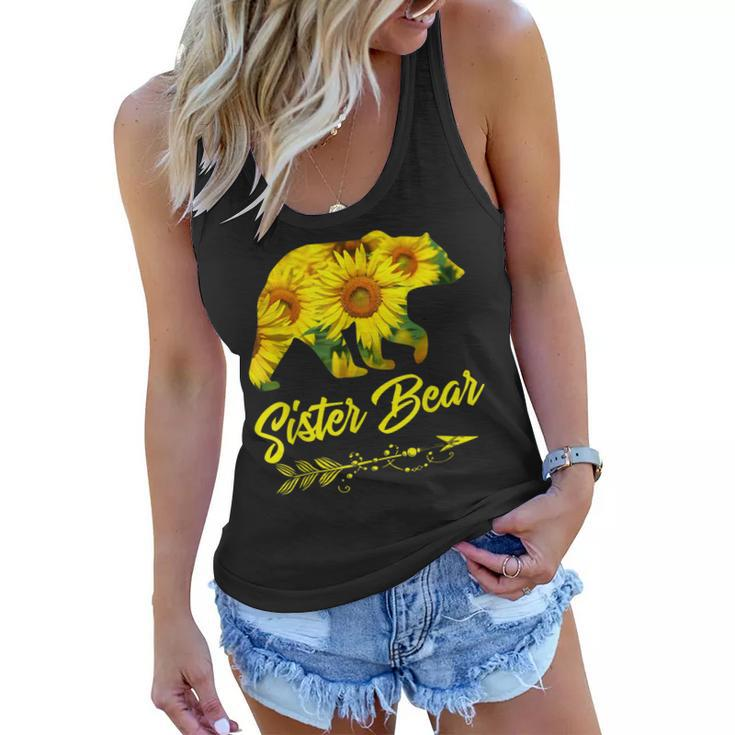 Sister Bear Sunflower Funny Mothers Day Mom And Aunt Women Flowy Tank