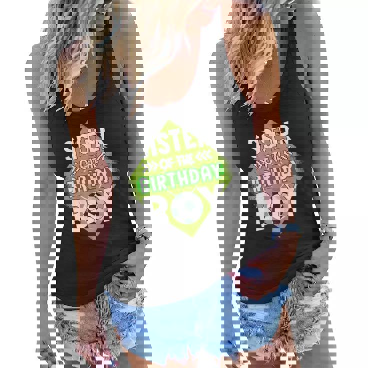 Sister Of The Birthday Boy Sister Soccer For Birthday Boy Women Flowy Tank