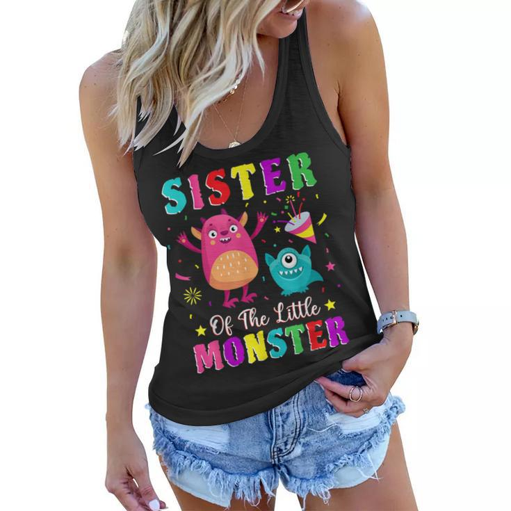 Sister Of The Little Monster Family Matching Birthday Party Women Flowy Tank