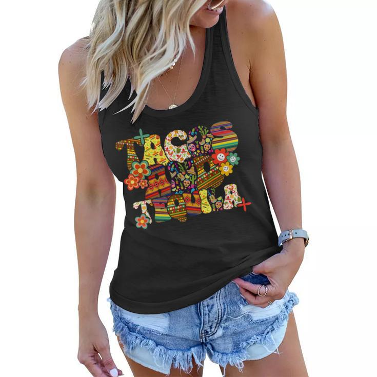 Tacos And Tequila Cinco De Mayo Groovy Mexican Drinking  Women Flowy Tank