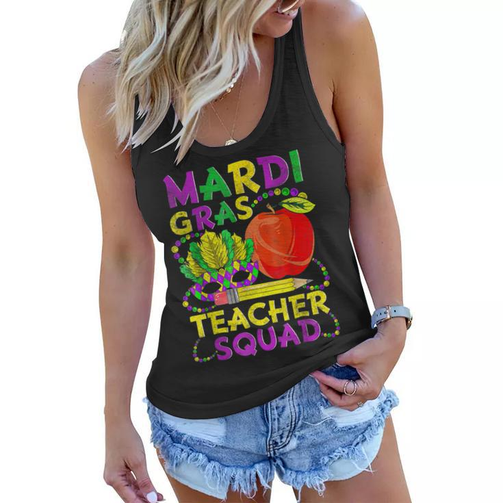 Teacher Mardi Gras 2023 Teacher Squad Family Matching Funny  Women Flowy Tank