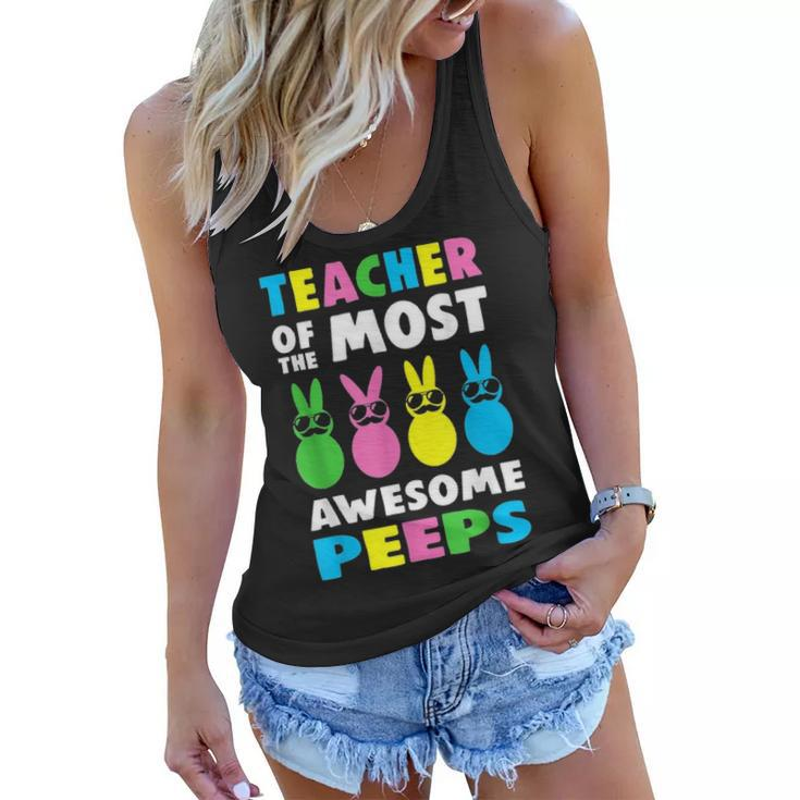 Teacher Of The Most Awesome Peeps Easter Day Bunny Rabbit Women Flowy Tank