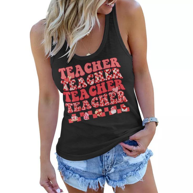 Teacher Valentines Day Hippie Sweet Heart Teacher Womens  Women Flowy Tank
