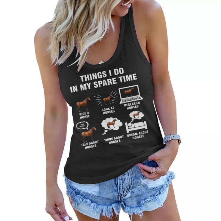 Things I Do In My Spare Time Horse Riding Funny Farmer Gift  Women Flowy Tank