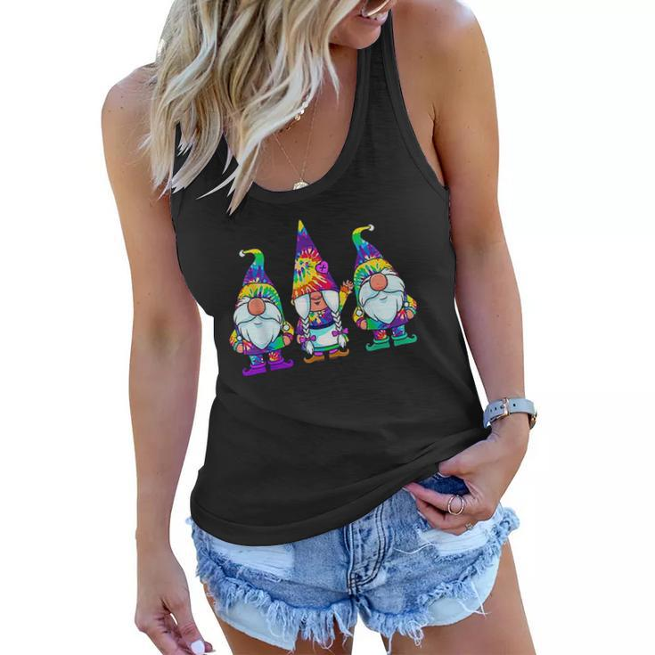 Three Hippie Gnomes Tie Dye Retro Vintage Hat Peace Gnome Women Flowy Tank
