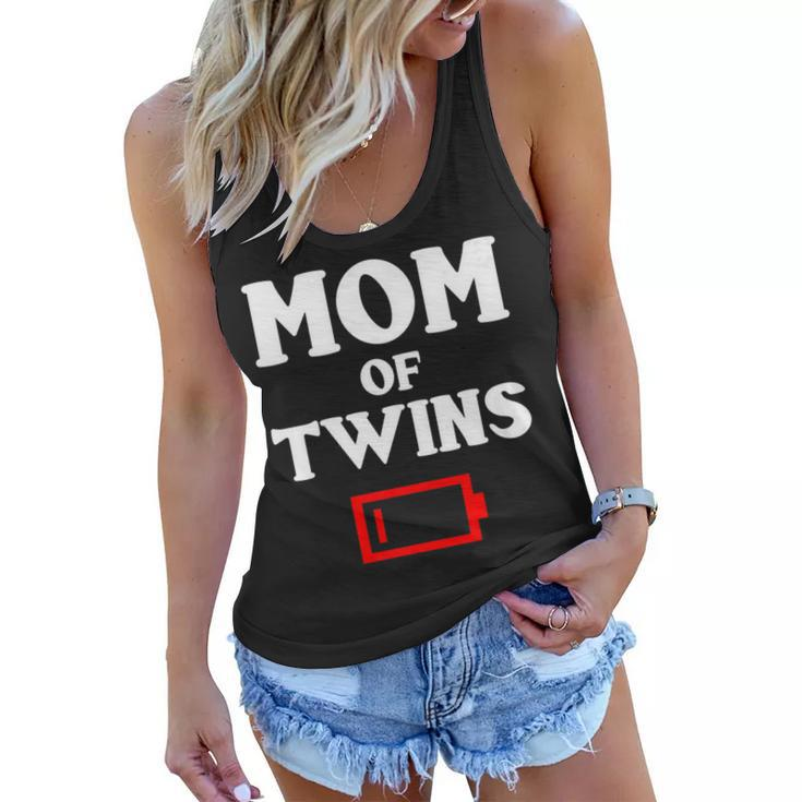 Tired Mom Of Twins Mother Funny Low Battery Mommy Mum Women Flowy Tank