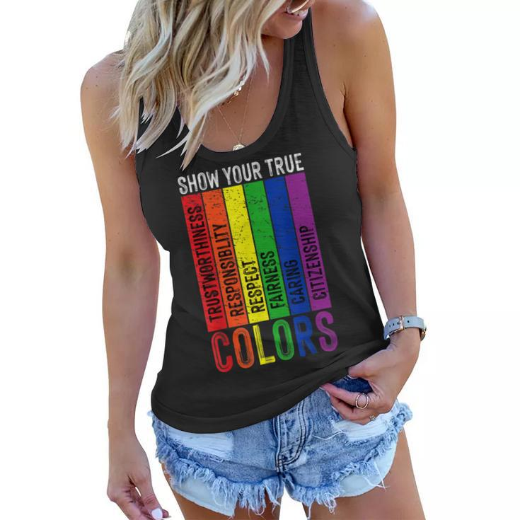 True Colors Gay Rainbow Pride Flag Lgtbq Cool Lgbt Ally Gift Women Flowy Tank