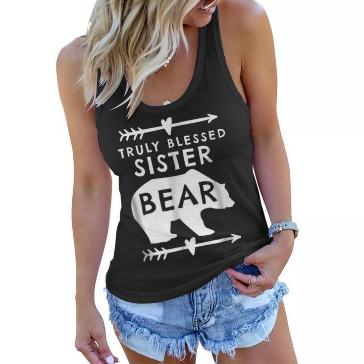 Truly Blessed Sister Bear  Gift For Sister Women Flowy Tank