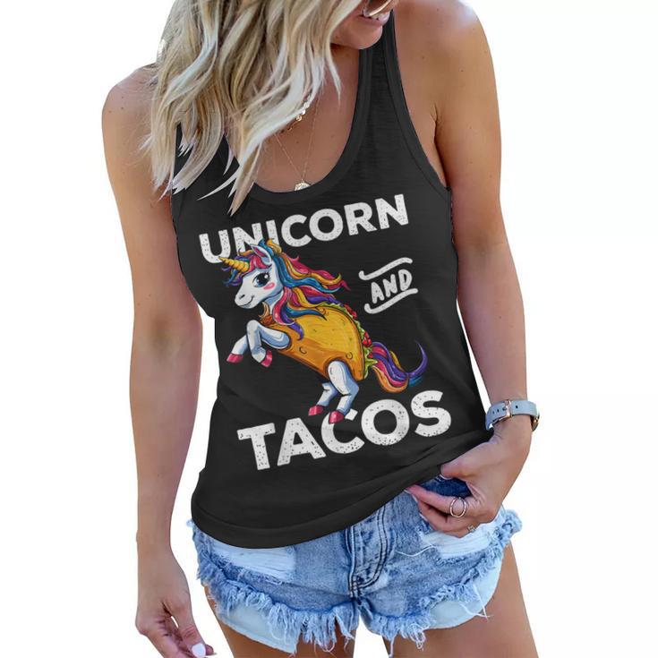 Unicorn & Tacos Cinco De Mayo Rainbow Party Girls Women Flowy Tank