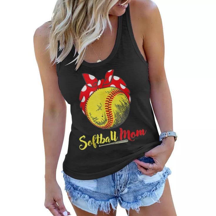 Us Flag Softball Player Mom  For Mothers Day  Women Flowy Tank