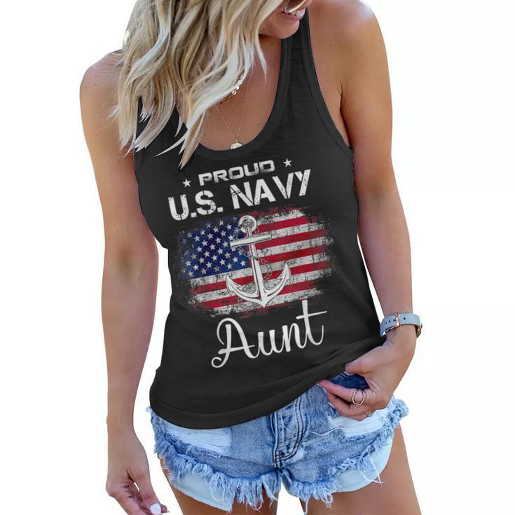 Us Na Vy Proud Aunt - Proud Us Na Vy Aunt For Veteran Day  Women Flowy Tank