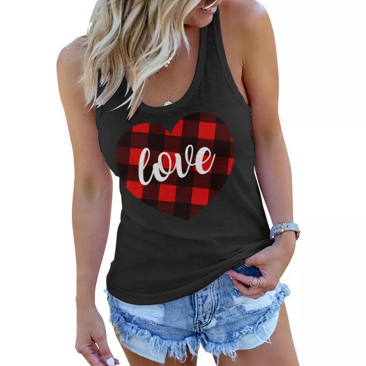 Valentines Days Buffalo Plaid Heart Tee - Men Women T-Shirt Women Flowy Tank