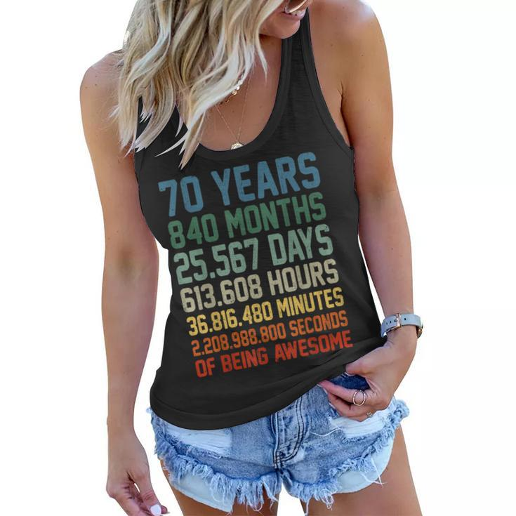 Vintage 70Th Birthday 70 Years Old Being Awesome Anniversary  Women Flowy Tank