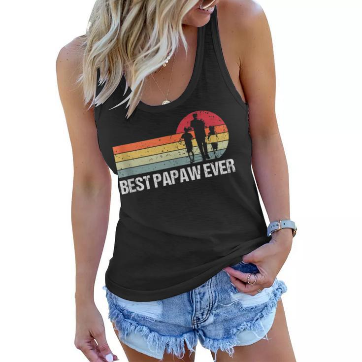 Vintage Best Papaw Ever Retro Daddy Son Daughter Fathers Day  Women Flowy Tank
