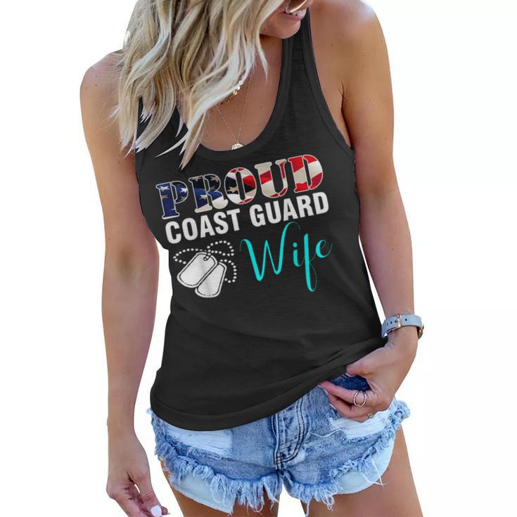 Vintage Proud Coast Guard Wife With American Flag Gift  Women Flowy Tank