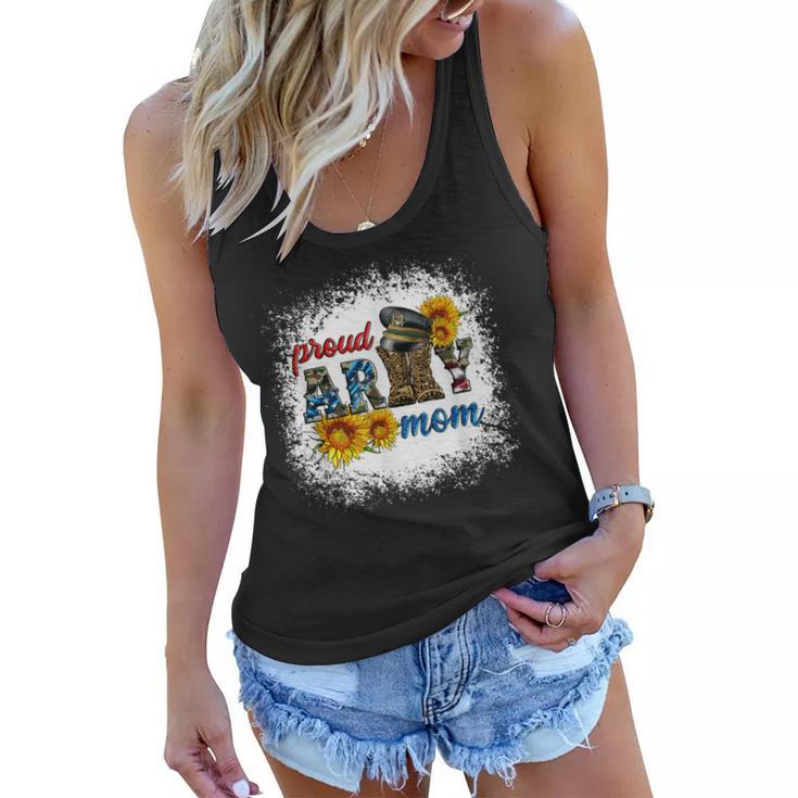 Western Proud Army Mom Military Boots Sunflower Mothers Day  Women Flowy Tank