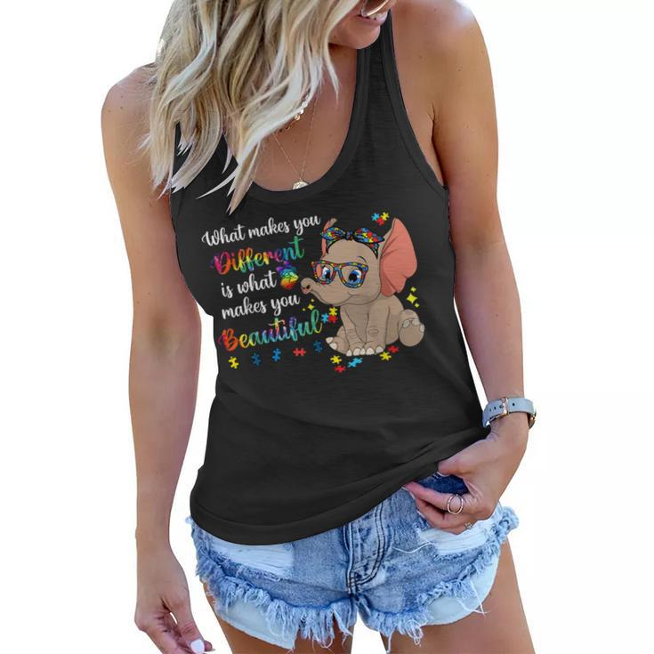 What Makes You Different Autism Awareness Kids Elephant Mom  Women Flowy Tank