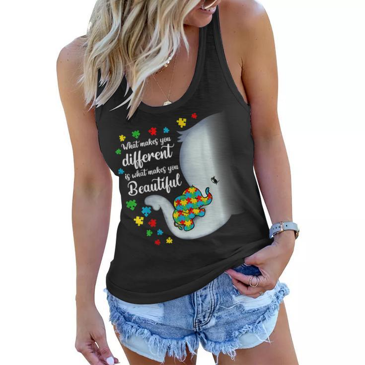 What Makes You Different Elephant Autism Mom Boys Girl Kids  Women Flowy Tank