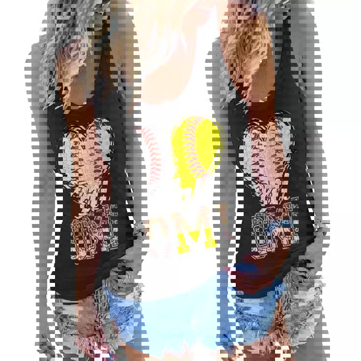 Womens Ball Omi Heart Baseball Softball Mothers Day Women Flowy Tank