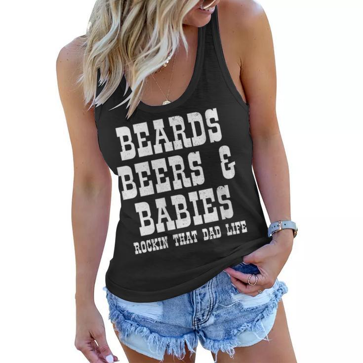 Womens Dad Life Beards Beer & Babies Funny Fathers Day Women Flowy Tank
