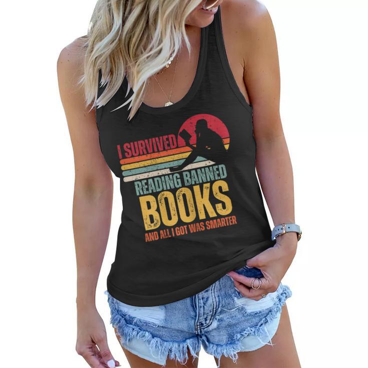 Womens I Survived Reading Banned Books - Banned Books Lovers  Women Flowy Tank