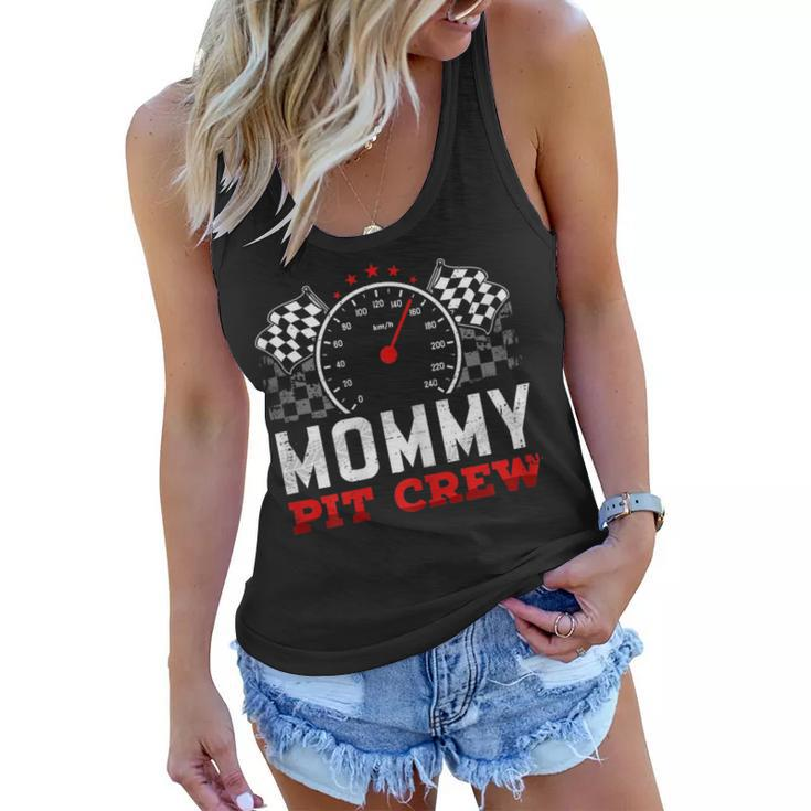 Womens Mommy Pit Crew Race Car Birthday Party Racing Family  Women Flowy Tank